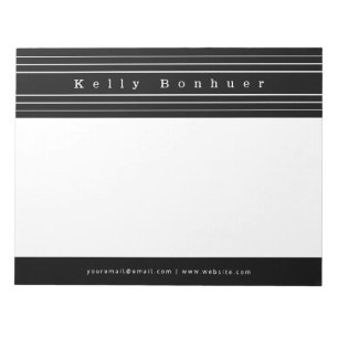 Your Name & Stripes   Black & White Notepad