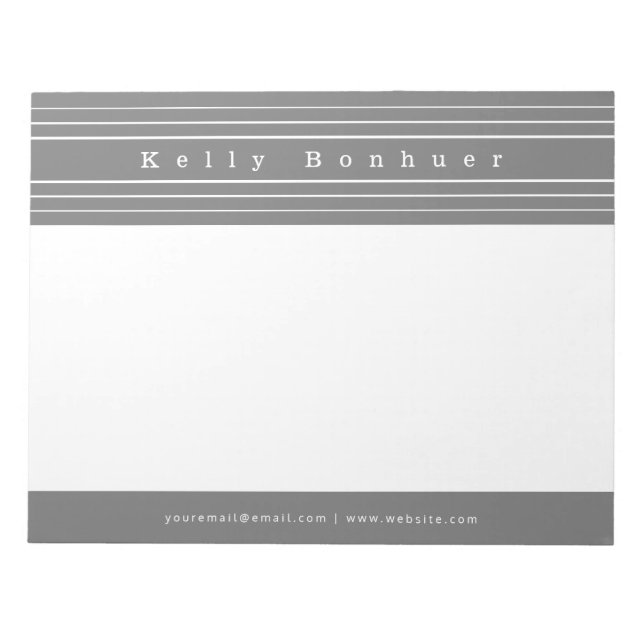 Your Name & Stripes | Grey & White Notepad (Front)