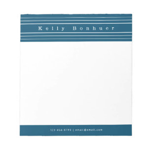 Your Name & Stripes   Ocean Blue Notepad