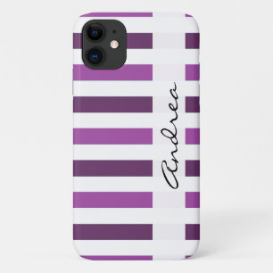 Your Name - Stripes, Parallel Lines - Purple iPhone 11 Case