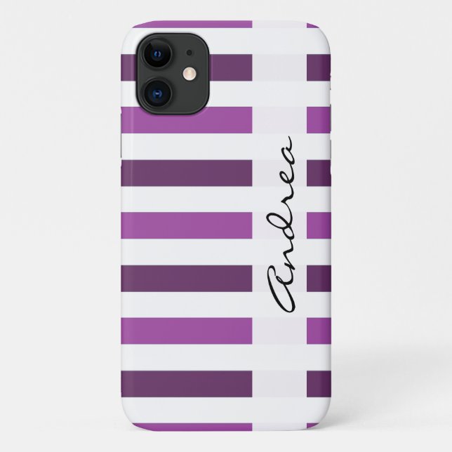 Your Name - Stripes, Parallel Lines - Purple Case-Mate iPhone Case (Back)