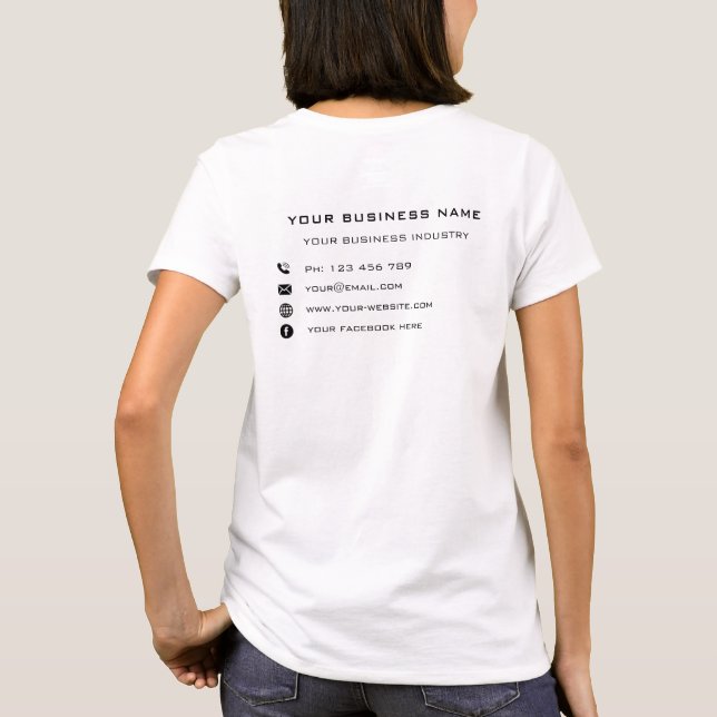 Your Name Text Info Business T-Shirt Example (Back)