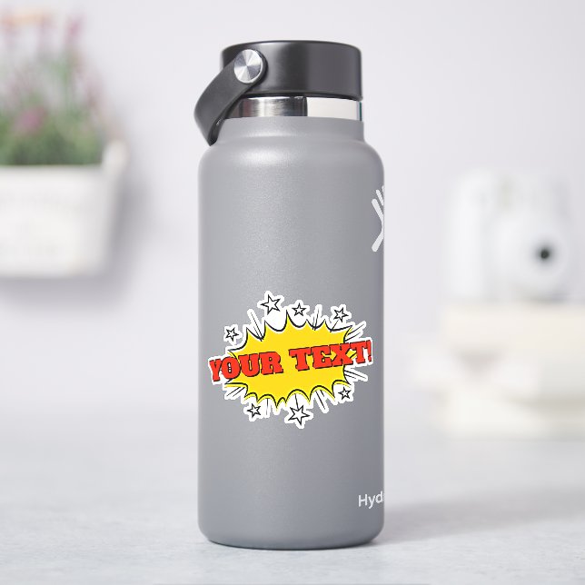 Your Name Text Red Yellow Pop Art Burst 4" Vinyl   (HydroFlask)