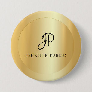 Your Name Text Template Elegant Faux Gold Modern 7.5 Cm Round Badge