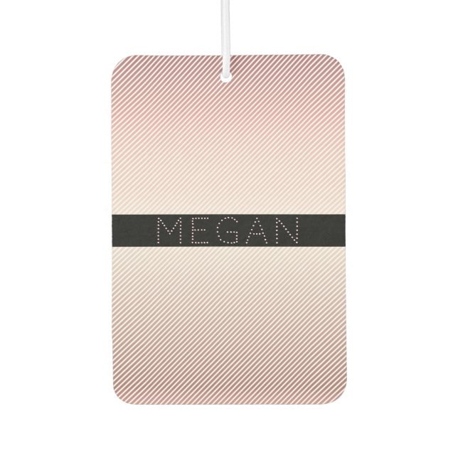 Your Name | Thin Rose Ombre & White Stripes Car Air Freshener (Front)