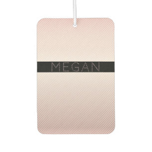 Your Name   Thin Rose Ombre & White Stripes Car Air Freshener