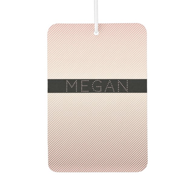 Your Name | Thin Rose Ombre & White Stripes Car Air Freshener (Front)