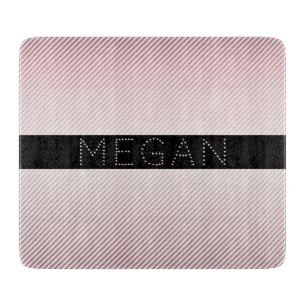 Your Name   Thin Rose Ombre & White Stripes Cutting Board