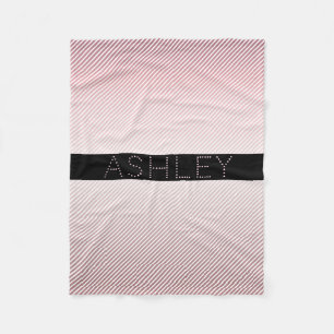 Your Name   Thin Rose Ombre & White Stripes Fleece Blanket