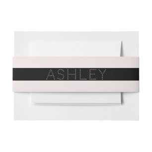 Your Name   Thin Rose Ombre & White Stripes Invitation Belly Band