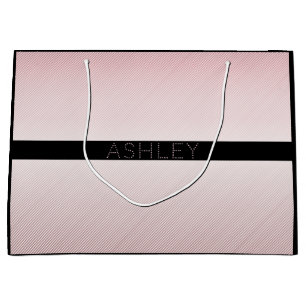 Your Name   Thin Rose Ombre & White Stripes Large Gift Bag