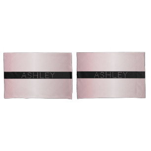 Your Name Thin Rose Ombre & White Stripes Pillowcase