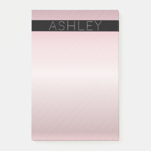 Your Name   Thin Rose Ombre & White Stripes Post-it Notes