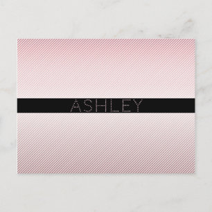 Your Name Thin Rose Ombre & White Stripes Postcard