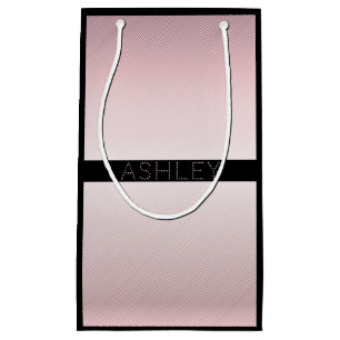 Your Name   Thin Rose Ombre & White Stripes Small Gift Bag