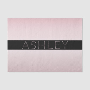 Your Name Thin Rose Ombre & White Stripes Tissue Paper