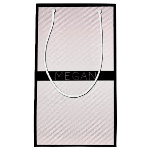 Your Name   Thin White & Rose Ombre Stripes #2 Small Gift Bag