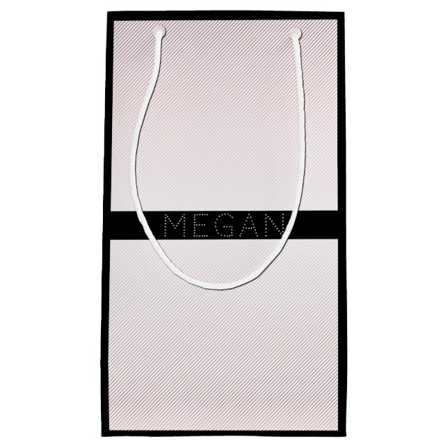 Your Name | Thin White & Rose Ombre Stripes #2 Small Gift Bag (Front)