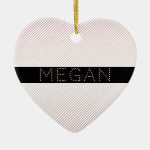 Your Name   Thin White & Sublte Rose Ombre Stripes Ceramic Tree Decoration