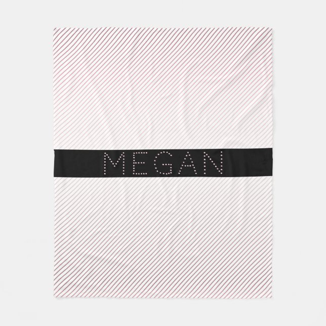 Your Name | Thin White & Sublte Rose Ombre Stripes Fleece Blanket (Front)