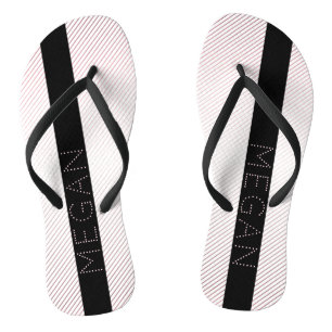 Your Name   Thin White & Sublte Rose Ombre Stripes Flip Flops