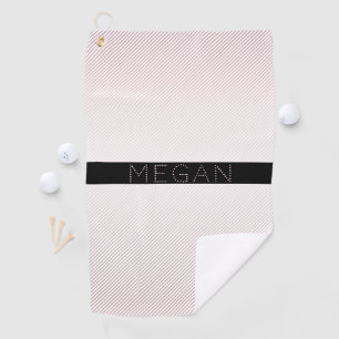 Your Name   Thin White & Sublte Rose Ombre Stripes Golf Towel