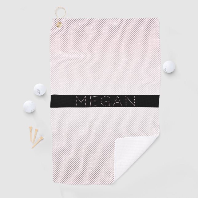 Your Name | Thin White & Sublte Rose Ombre Stripes Golf Towel (InSitu)