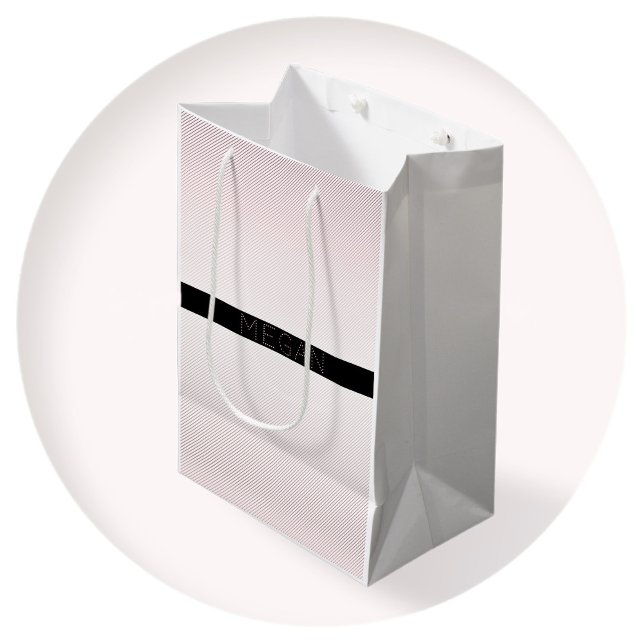 Your Name | Thin White & Sublte Rose Ombre Stripes Medium Gift Bag (Creator Uploaded)