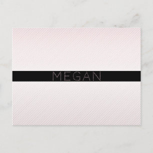 Your Name   Thin White & Sublte Rose Ombre Stripes Postcard