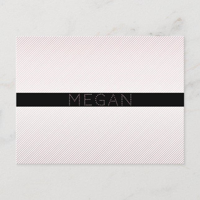 Your Name | Thin White & Sublte Rose Ombre Stripes Postcard (Front)