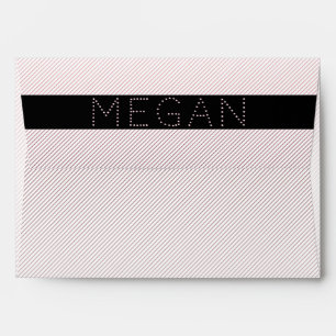 Your Name   Thin White & Subtle Rose Ombre Stripes Envelope