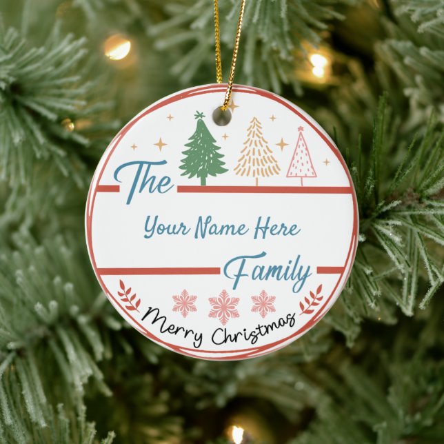 Your Name Trees Snowflakes Christmas Ornament (Tree)