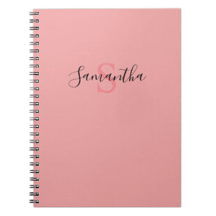 Your Name Typography Monogram - Pink Notebook