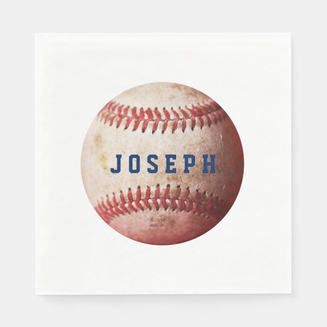 Your Name Vintage Sports Baseball Napkin (Front)