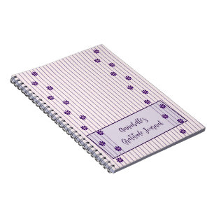 Your Name Violet Stripes & Rows of Purple Flowers  Notebook