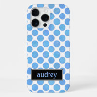 Your Name Watercolor Blue Polka Dot Pattern
