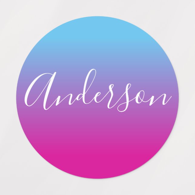 Your Name | White Script on Blue/Pink Gradient (Design 1)