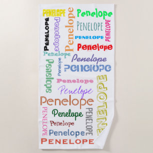Your Name Word Cloud Fun Fonts Typography Beach Towel