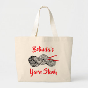 (Your name) Yarn Stash for crochet personalised Large Tote Bag
