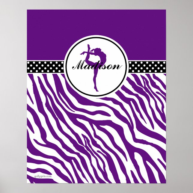 Your Name Zebra Print Gymnastics in Purple (Front)