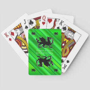 Your Names, Black Dragons logo, green metal-effect Playing Cards