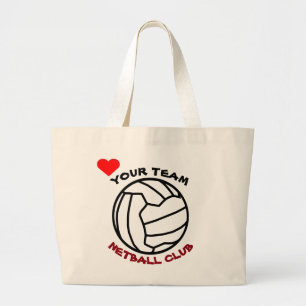 Your Netball Team Ball Logo Design Personalised Large Tote Bag