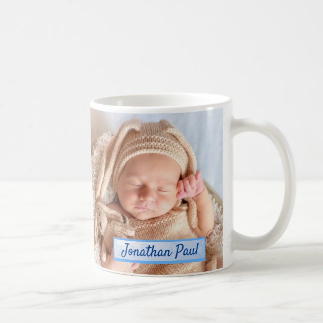 Your New Baby Boy Photos Personalized Custom Text Coffee Mug (Right)