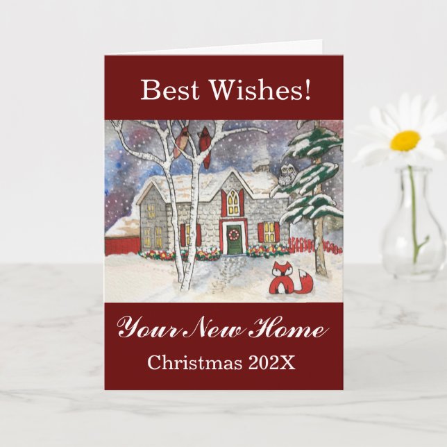 Your New Home Best Wishes Christmas Card (Small Plant)