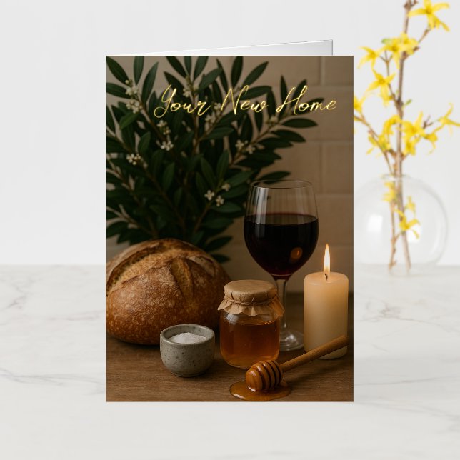 Your New Home, Housewarming Blessing Foil Greeting Card (Yellow Flower)