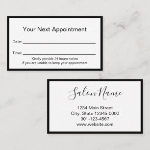Your Next Appointment Beauty Salon Black and White Card