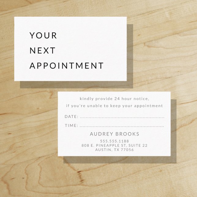 Your Next Appointment | Black & Gray | Minimal Card ("Everyday is abundantly beautiful." 
Sincerely Best Wishes from Lucky Design World)