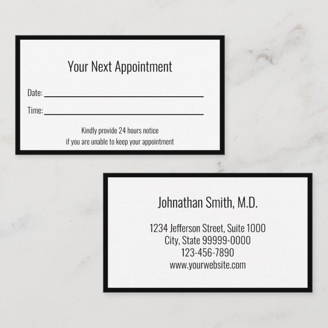 Your Next Appointment Black White Doctor Office (Front/Back)