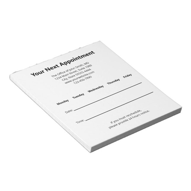 Your Next Appointment Doctor Appointment Reminder Notepad (Angled)