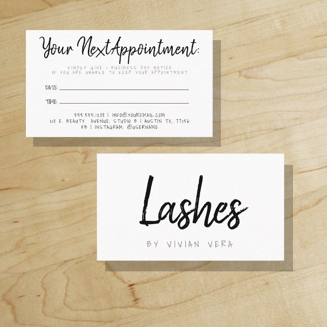 Your Next Appointment | Reminder | Lashes Card ("Everyday is abundantly beautiful." 
Sincerely Best Wishes from Lucky Design World)